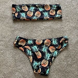 Pineapple strapless bikini